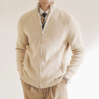 Lucas | Ribbed Full-Zip Cotton Knitted Sweater