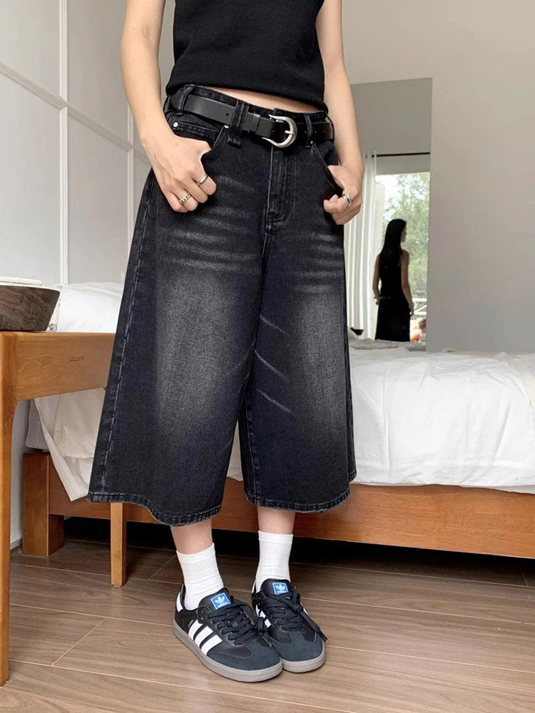 Illyra | High-Waisted Wide Leg Denim Culottes